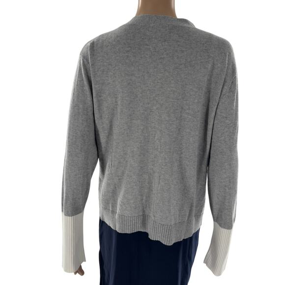 Summersalt Gray Two Tone Cotton Cashmere Cardigan Sweater - Picture 9 of 12